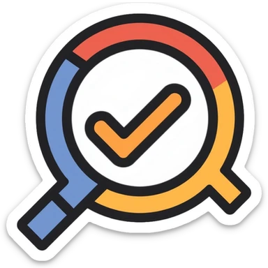 Quality Assurance logo with checkmark and magnifying glass sticker