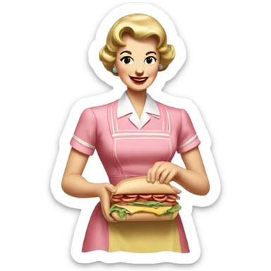 1950s Housewife making sandwich sticker