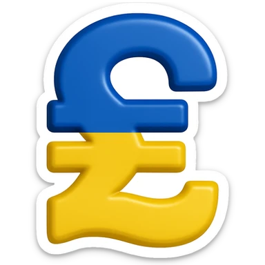 Ukrainian hryvnia currency symbol emoji, with Ukrainian flag, transparent background sticker