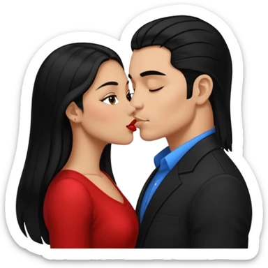 Black slick back hair guy darker Mexican kissing a long black haired light skin Mexican girl sticker