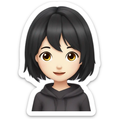 Cute dark hair anime girl sticker