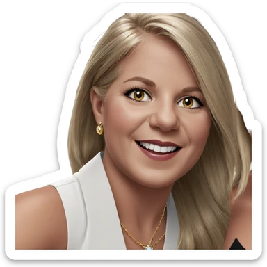 blonde girl smiling with jewelry sticker