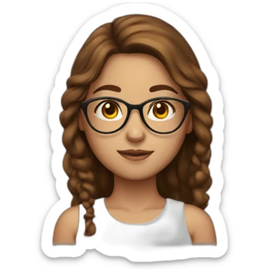 girl with glasses and long brown hair and freckels sticker