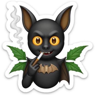 Bat smoking a marijuana joint sticker