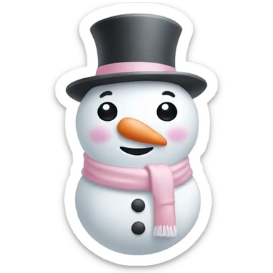 Cute white and light pink snowman sticker