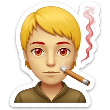 Yellow circle Smoking a blunt with red eyes  sticker