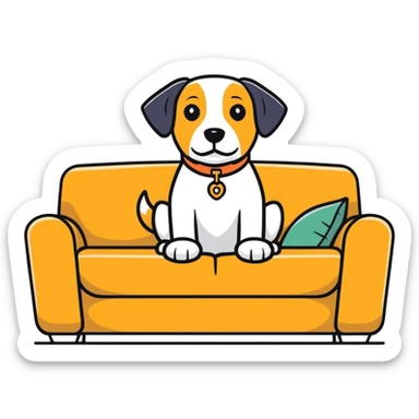 Dog sitting on couch and chilling sticker