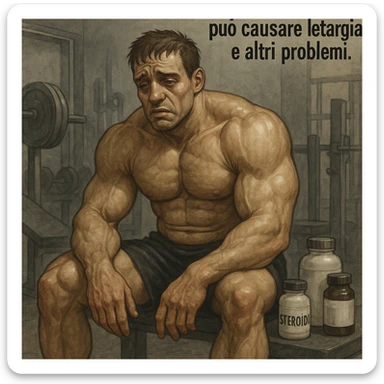  bodybuilder che fa cicli senza base di testosterone, con letargia fanne 10, in italiano se usi testo sticker