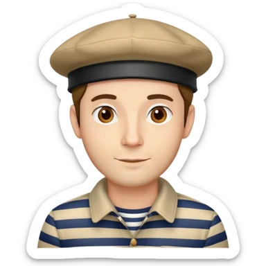 french man in beret and stripped shirt sticker