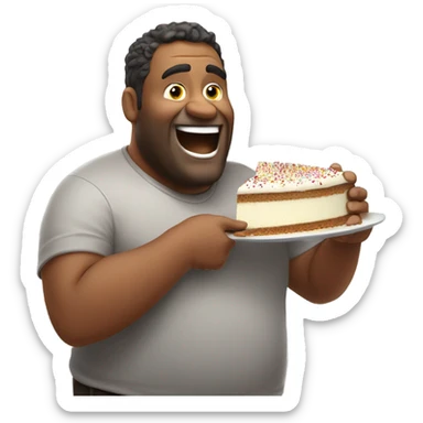 Fat man eating cake sticker