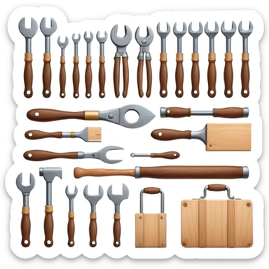 create a series of images for Theatre carpentry tools Inventory  sticker