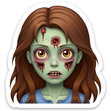 girl zombie with long brown hair sticker
