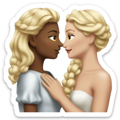 2 women princesses couple blonde kiss sticker