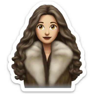 Beautiful realistic long hair light brunette mob wife with fur coat sticker