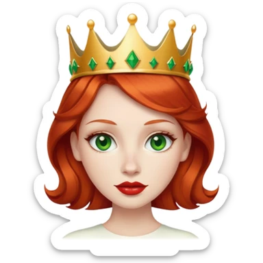 Redhead Wearing a crown green eyes and lips sticker