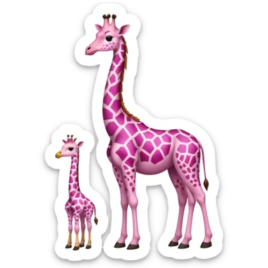 Gallina de pelaje rosa fuerte mezclada con una jirafa sin manchas sticker