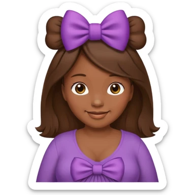 pregnant woman, brown hair, dark skin, bow in hair sticker