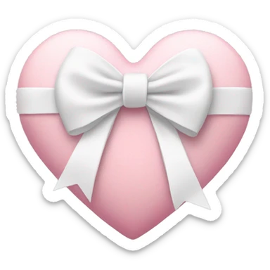Pastel pink heart with white bow sticker