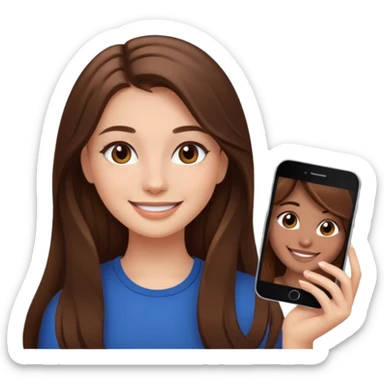 Pretty girl long hair Brown makeup sticker