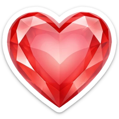 Crystals pastel red heart 3D  sticker