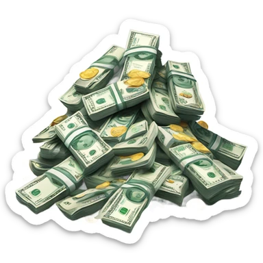 The pile of money is real sticker