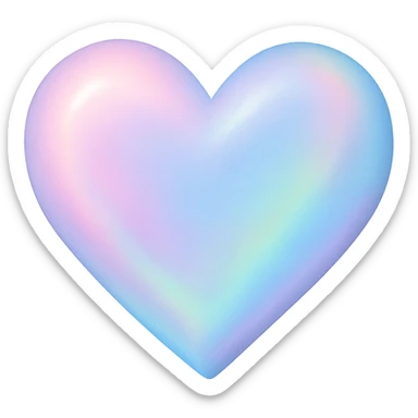 heart with a soft iridescent sheen, digital illustration, no background sticker