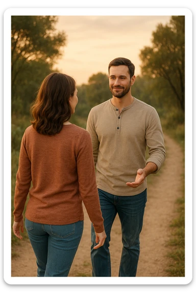 donna che va dall'uomo perchè si sente al sicuro e lo vede come una guida sticker