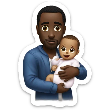 P diddy holding a baby sticker