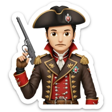 Adam Ant  is wearing a Hungarian jacket Hussar'S JACKET, holds two holsters in his hands sticker