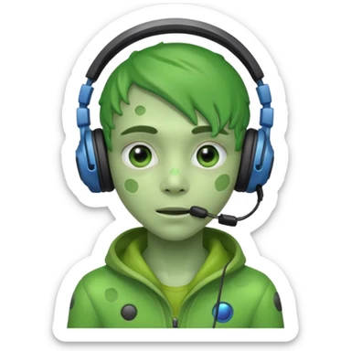 Alien teen gamer sticker
