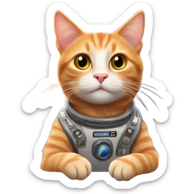 ginger cat in a space ship flying through space sticker
