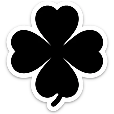 black 5 leaf clover solid filled icon sticker