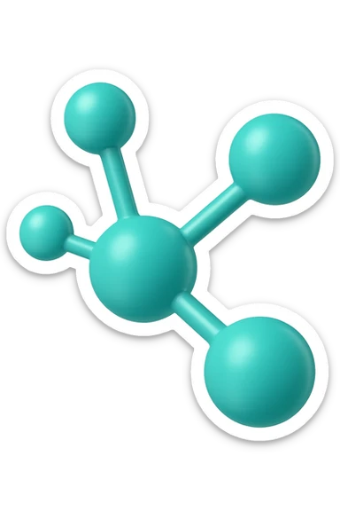 emoji 3d stile iphone di molecole chimiche turchesi 3d sticker