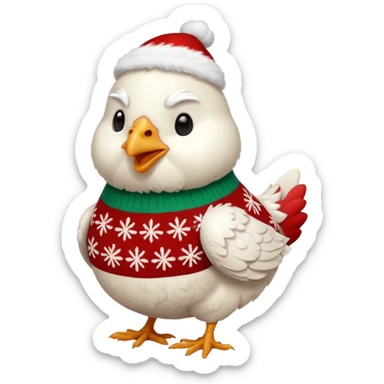 White Chicken with a Christmas jumper sticker