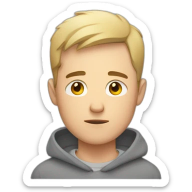 tired white man with very very very short hair in gray sweatshirt is very very very tired  sticker