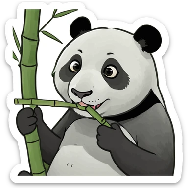 Cute little panda eating ￼ bamboo sticker