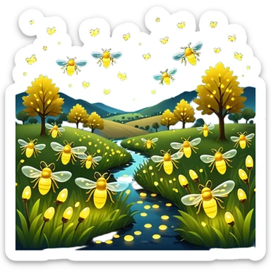 Fireflies scenery countryside  sticker