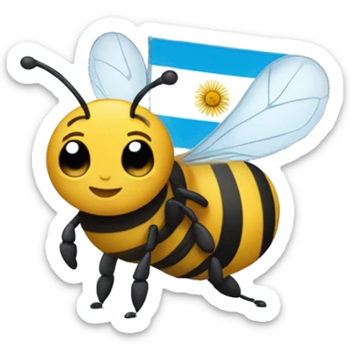 Create a Slack emoji of a bee wearing a t-shirt with the flag of Argentina sticker