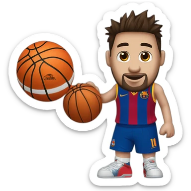 messi con balon de basquetball sticker
