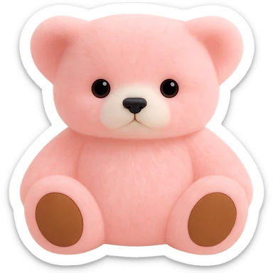 Remove all shadows from the teddy bear, keep the pink and white fur, no background or shadow, flat lighting. The style should maintain the look of a soft plush teddy bear with pink and white fur, without any shadows or background. sticker