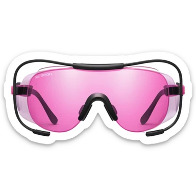 protective welding glasses with pink lenses, frameless design, safety eyewear with bright pink tinted lenses sticker