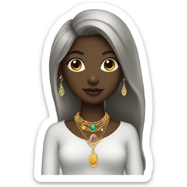 dark-skinned girl with jewelry and cagoul sticker