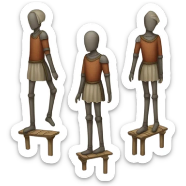 a person walking over stilts on both legs, not using arms, medieval sticker