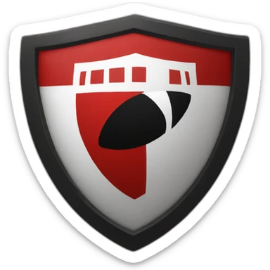 half red and half black football team shield sticker