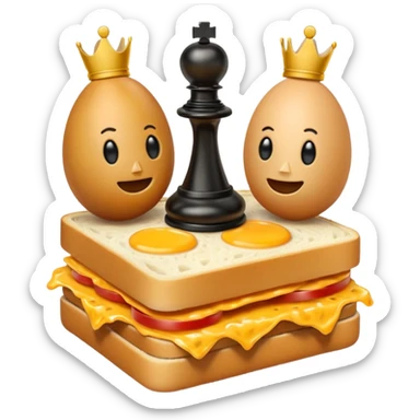 Chess pieces boxing on an egg sandwich sticker
