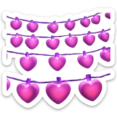 Realistic isolated hot pink and purple heart shaped christmas string lights sticker