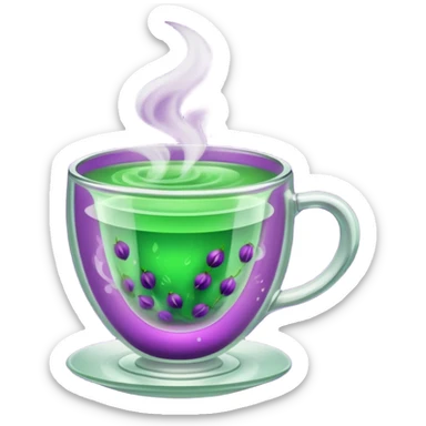 Berry green tea in a steaming cup sticker