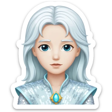 Uranus from Gods and Goddesses with long white hair, white sequin outfit sticker
