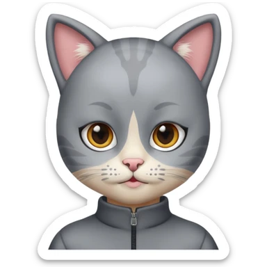 little kid with cat face paint and grey cat suit sticker