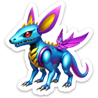  exotic colorful Protogen-Fakémon-Pokémon-Spectrobes-Digimon-Vernid-creature (full body) sticker